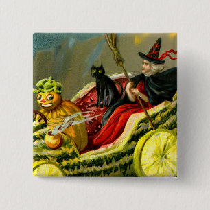 Vintage Halloween-Katzenjacke Button