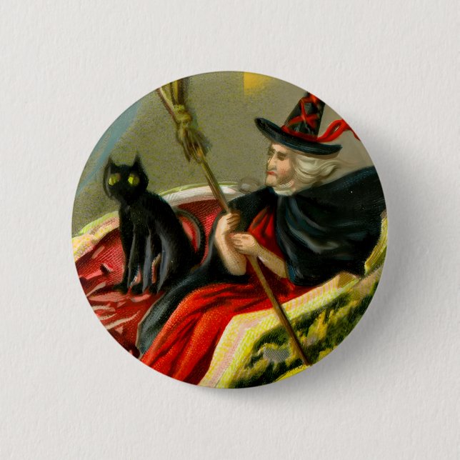 Vintage Halloween-Katzenjacke Button (Vorderseite)