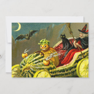 Vintage Halloween-Katzenjacke Feiertagskarte