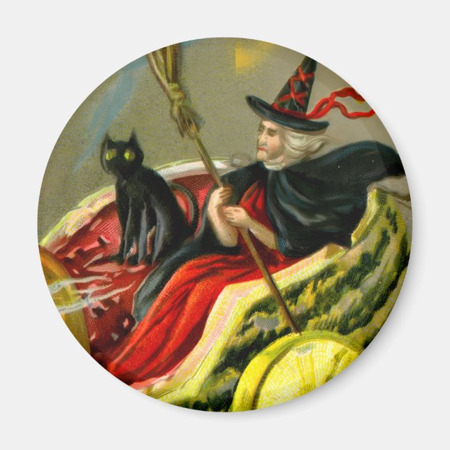 Vintage Halloween-Katzenjacke Magnet (Vorne)