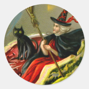 Vintage Halloween-Katzenjacke Runder Aufkleber