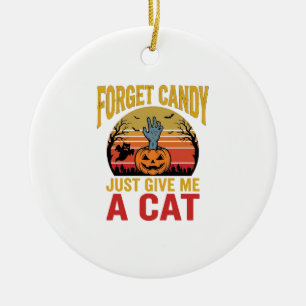 Vintage-Halloween-Katzenliebhaber-lustiges Bonbon- Keramik Ornament