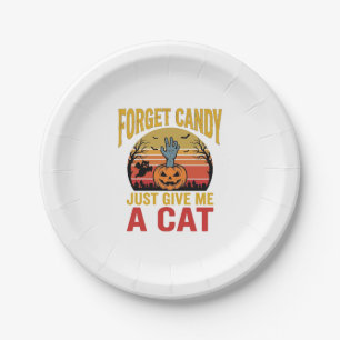 Vintage-Halloween-Katzenliebhaber-lustiges Bonbon- Pappteller