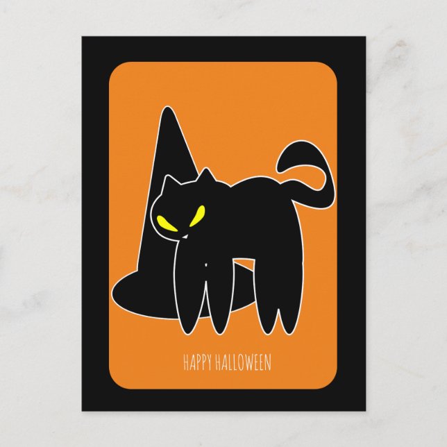 Vintage Halloween-Katzenwitsche Postkarte (Vorderseite)