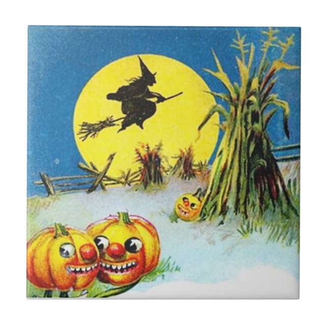 Vintage Halloween-Keramik Fliese (Vorderseite)