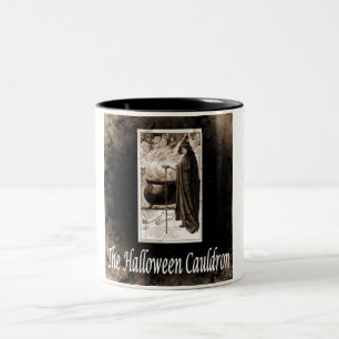 Vintage-Halloween-Kessel Zweifarbige Tasse