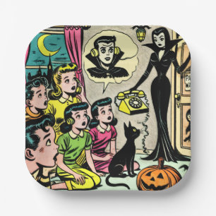 Vintage Halloween-Kinder-Comicen Pappteller