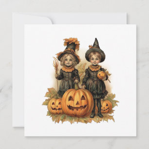Vintage Halloween-Kinder Feiertagskarte