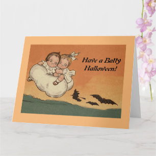 Vintage Halloween Kinder fliegende Fledermäuse Jag Karte