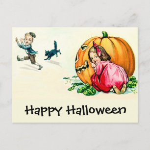 Vintage Halloween Kinder haben Spaß Postkarte
