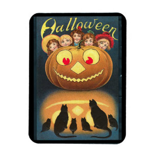 Vintage-Halloween-Kinder verstecken sich hinter ei Magnet
