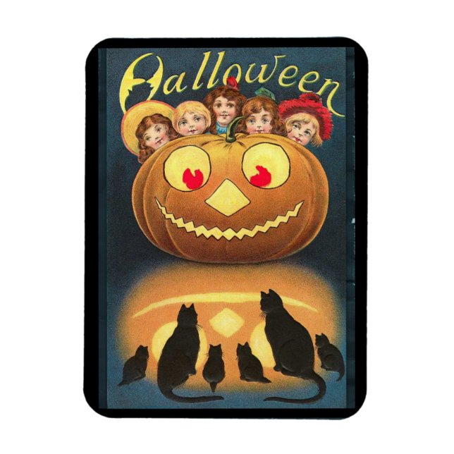 Vintage Halloween-Kinder verstecken sich hinter Kü Magnet (Vertikal)