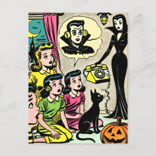 Vintage-Halloween-Kindercomics Postkarte