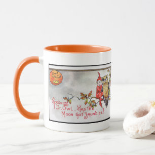 Vintage Halloween Kleiner Elf und Eule Tasse