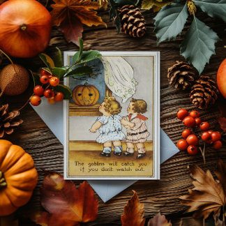 Vintage-Halloween-Kobolde und Kinder Karte