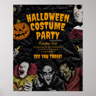 Vintage Halloween-Kostenüm-Party, editierbare Hall Poster