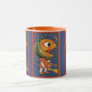 Vintage-Halloween-Kostüm mit riesigem Kürbiskopf Tasse