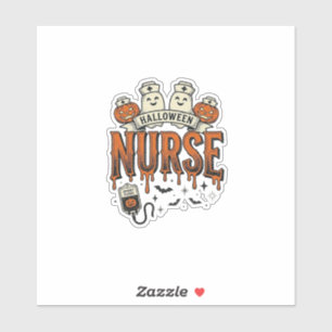 Vintage Halloween-Krankenschwester-Geist-Kürbis-De Aufkleber