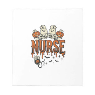 Vintage-Halloween-Krankenschwester-Geist-Kürbis-De Notizblock