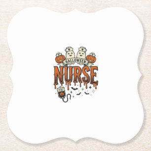 Vintage-Halloween-Krankenschwester-Geist-Kürbis-De Untersetzer
