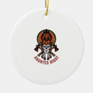 Vintage-Halloween-Krieger-Gravur-Grafik für Weißes Keramik Ornament