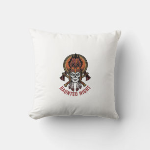 Vintage-Halloween-Krieger-Gravur-Grafik für Weißes Kissen
