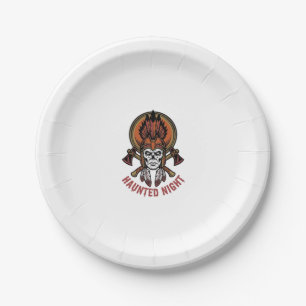 Vintage-Halloween-Krieger-Gravur-Grafik für Weißes Pappteller