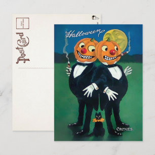 Vintage-Halloween-Kumpels-Postkarte Postkarte