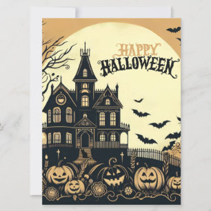 Vintage-Halloween-Kunst mit fröhlichen Motiven Feiertagskarte