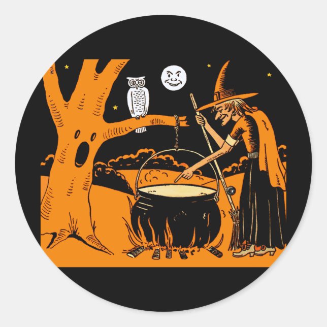 Vintage Halloween-Kunst Runder Aufkleber (Vorderseite)