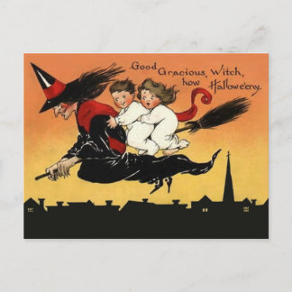 Vintage-Halloween-Kunstpostkarte Postkarte