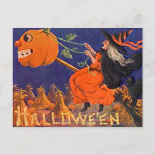Vintage-Halloween-Kunstpostkarte Postkarte