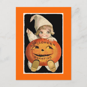 Vintage Halloween Kürbis Baby -Postkarte Postkarte