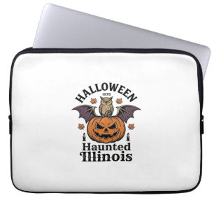 Vintage-Halloween-Kürbis-Eule-Illinois-Shirt-Desig Laptopschutzhülle