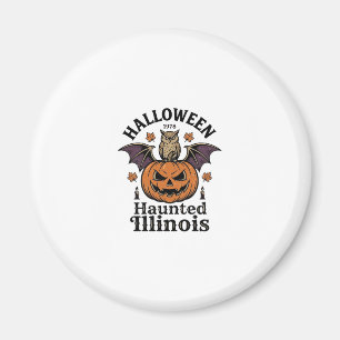 Vintage-Halloween-Kürbis-Eule-Illinois-Shirt-Desig Magnet