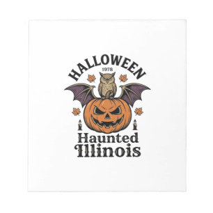 Vintage-Halloween-Kürbis-Eule-Illinois-Shirt-Desig Notizblock