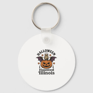 Vintage-Halloween-Kürbis-Eule-Illinois-Shirt-Desig Schlüsselanhänger