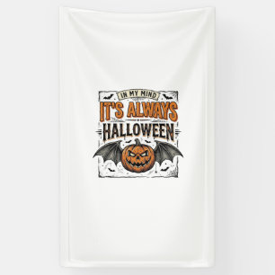 Vintage-Halloween-Kürbis-Fledermaus-Typografie-Shi Banner