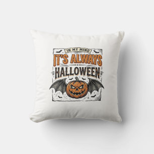 Vintage-Halloween-Kürbis-Fledermaus-Typografie-Shi Kissen