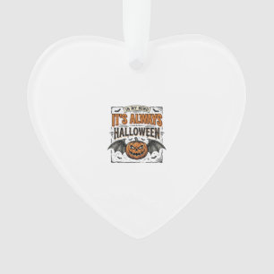 Vintage-Halloween-Kürbis-Fledermaus-Typografie-Shi Ornament