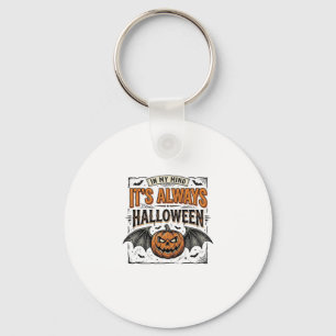 Vintage-Halloween-Kürbis-Fledermaus-Typografie-Shi Schlüsselanhänger