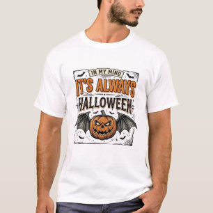 Vintage-Halloween-Kürbis-Fledermaus-Typografie-Shi T-Shirt