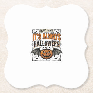 Vintage-Halloween-Kürbis-Fledermaus-Typografie-Shi Untersetzer