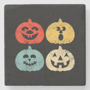 Vintage Halloween-Kürbis Frauen, Männer, Kinder, L Steinuntersetzer