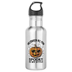 Vintage-Halloween-Kürbis-Geist-Gravur-Shirt_1 Edelstahlflasche