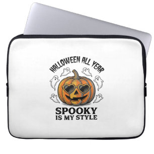 Vintage-Halloween-Kürbis-Geist-Gravur-Shirt_1 Laptopschutzhülle