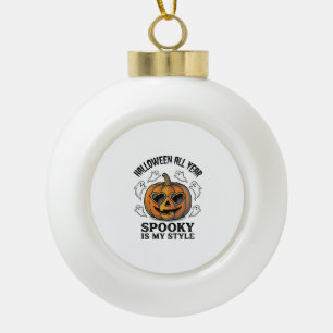 Vintage-Halloween-Kürbis-Geister-Gravur-Shirt_1 Keramik Kugel-Ornament