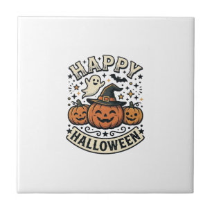 Vintage-Halloween-Kürbis-Geister-Shirt-Design_1 Fliese