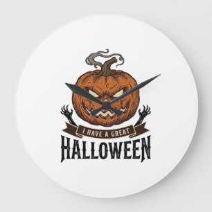 Vintage-Halloween-Kürbis-Gotisches-Shirt-Design_1 Große Wanduhr