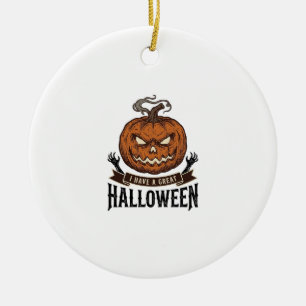 Vintage-Halloween-Kürbis-Gotisches-Shirt-Design_1 Keramik Ornament